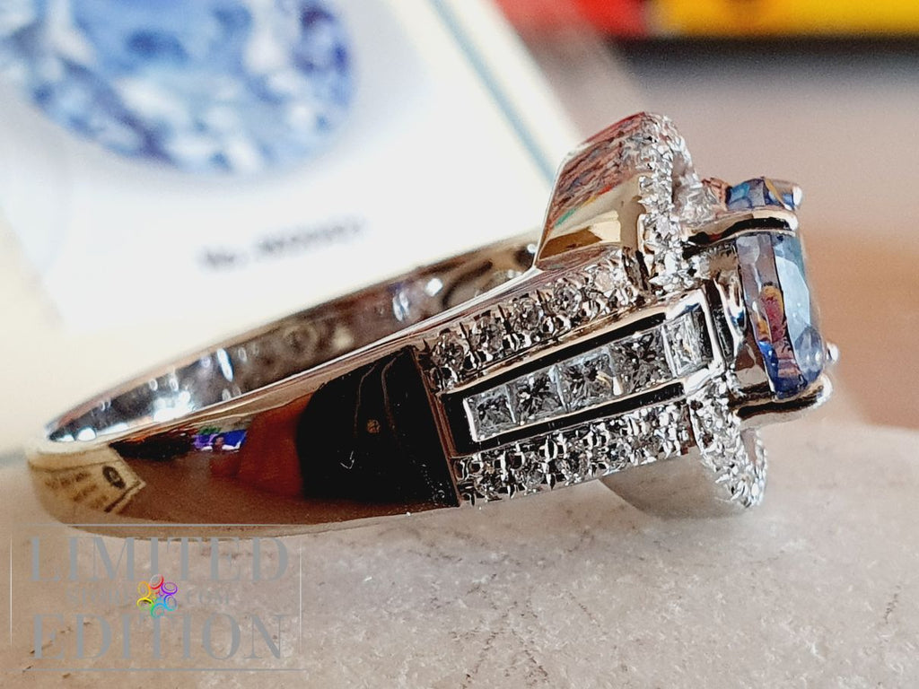 Bague Saphir de Ceylan et diamants