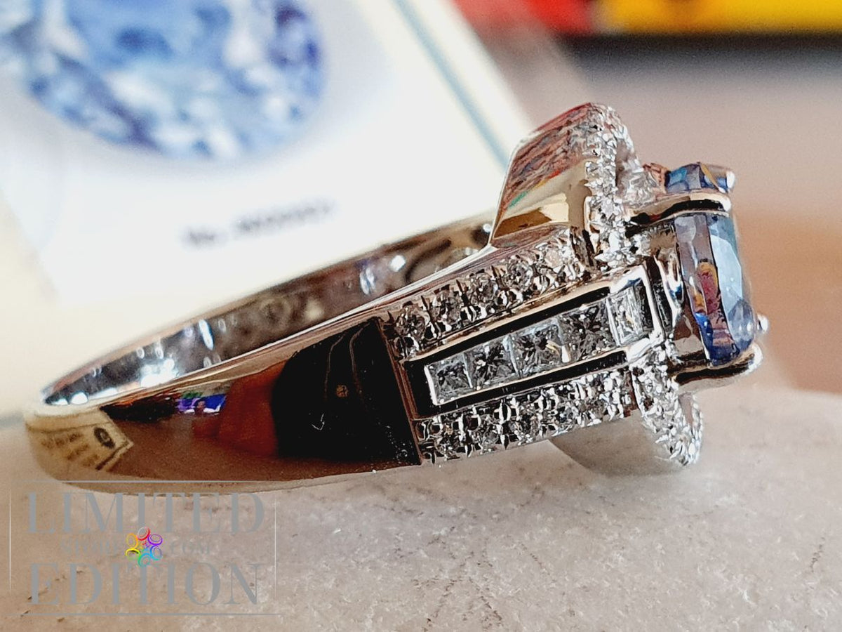 Bague Saphir de Ceylan et diamants