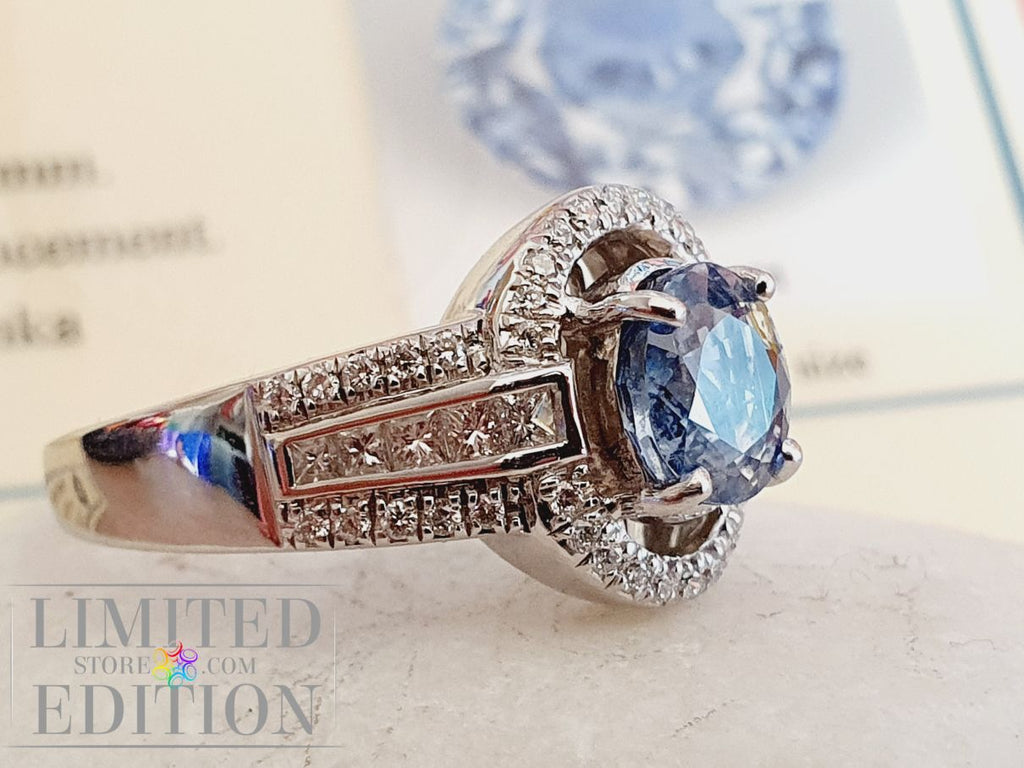 Bague Saphir de Ceylan et diamants