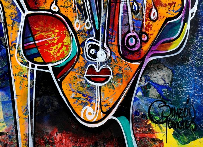 90x70 Acrylique "Buscando un nuevo amor" Neuf jamais accroché