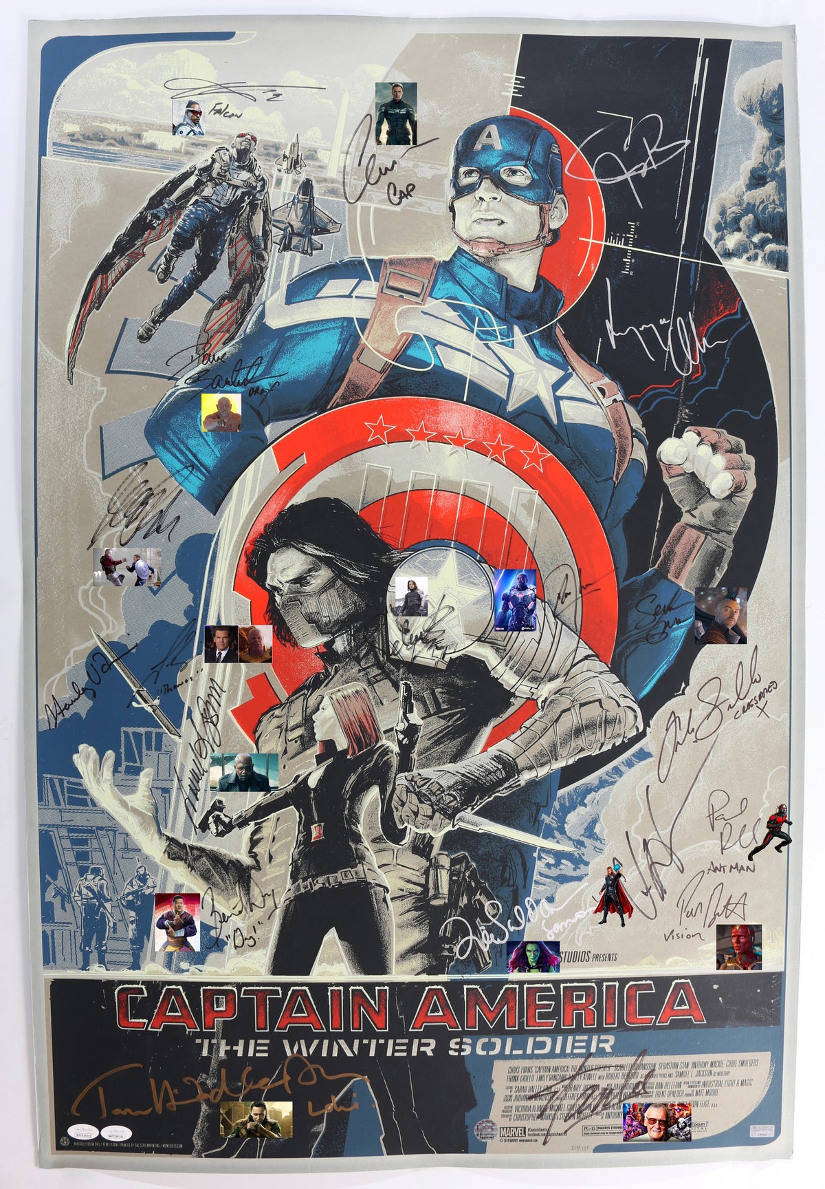 Edition limitée Captain America Winter Soldier avec 20 autographes Marvel Avengers
