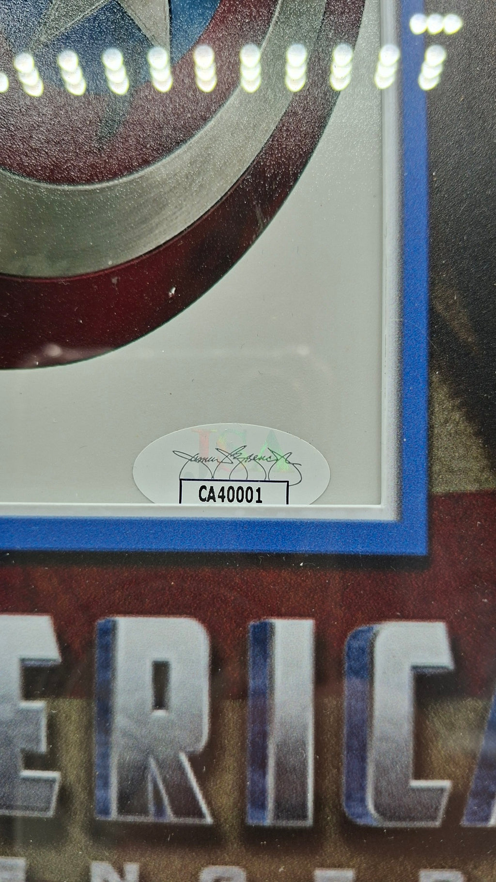 Chris Evans autographe photo Captain America. Encadré. MARVEL Avengers JSA