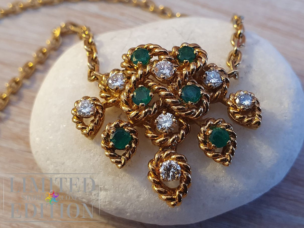 Maison Boucheron Collier Or jaune Emeraudes Diamants