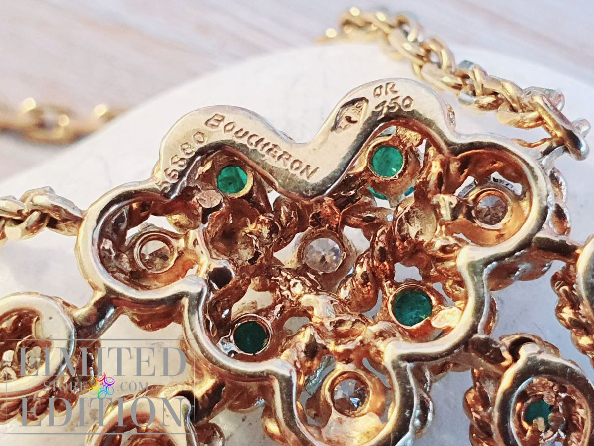 Maison Boucheron Collier Or jaune Emeraudes Diamants