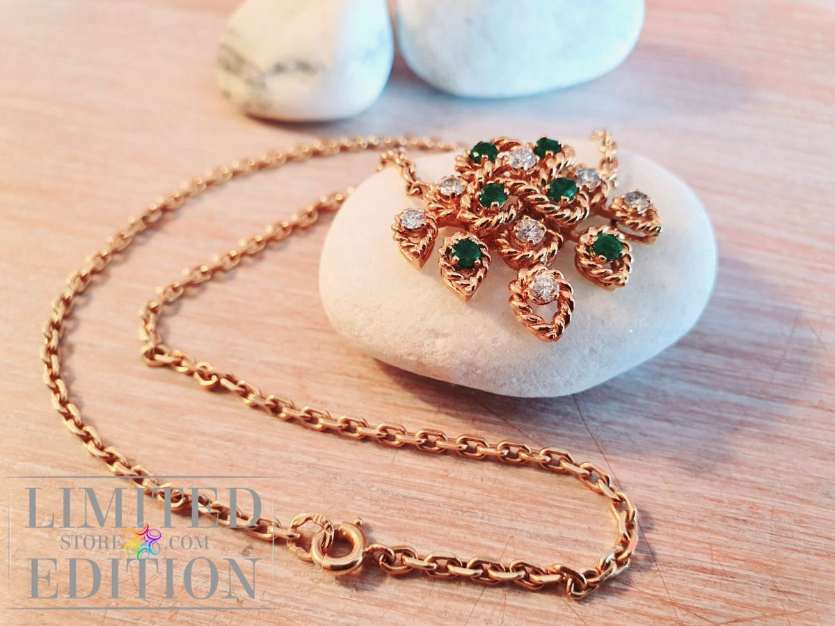 Maison Boucheron Collier Or jaune Emeraudes Diamants