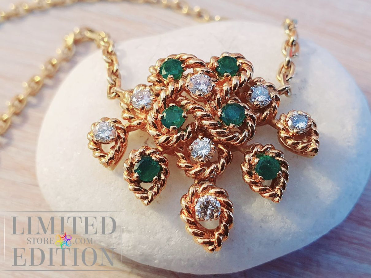 Maison Boucheron Collier Or jaune Emeraudes Diamants
