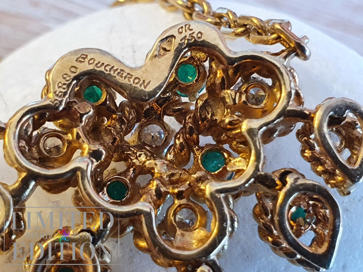 Maison Boucheron Collier Or jaune Emeraudes Diamants