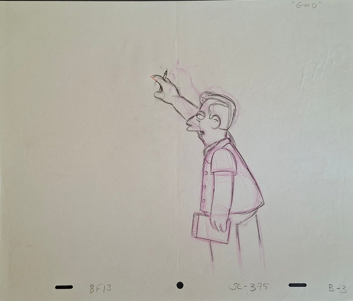 Personnages divers. Lot de 3 croquis originaux Les Simpson utilisés pour la production 33