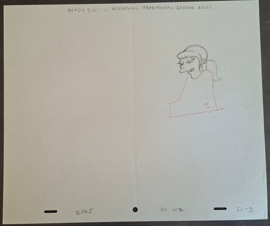Personnages divers. Lot de 4 croquis originaux Les Simpson utilisés pour la production 39