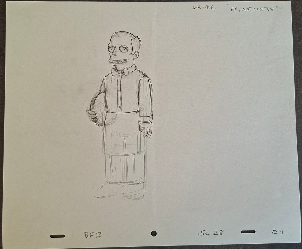 Personnages divers. Lot de 3 croquis originaux Les Simpson utilisés pour la production 33