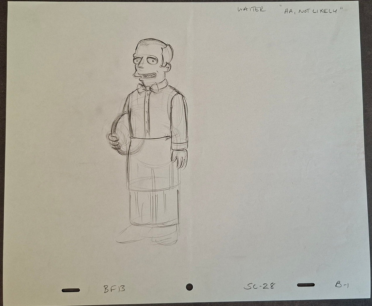 Personnages divers. Lot de 3 croquis originaux Les Simpson utilisés pour la production 33