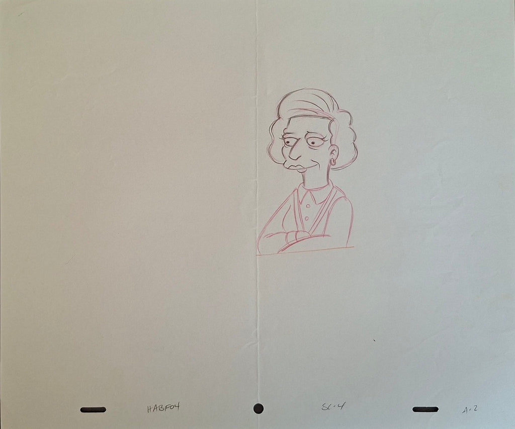 Personnages divers. Lot de 4 croquis originaux Les Simpson utilisés pour la production 39