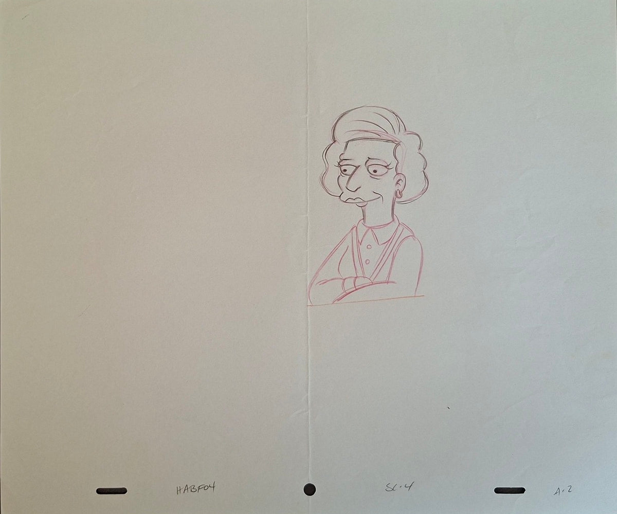 Personnages divers. Lot de 4 croquis originaux Les Simpson utilisés pour la production 39
