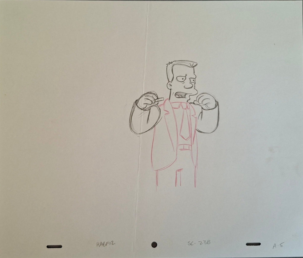 Personnages divers. Lot de 3 croquis originaux Les Simpson utilisés pour la production 35