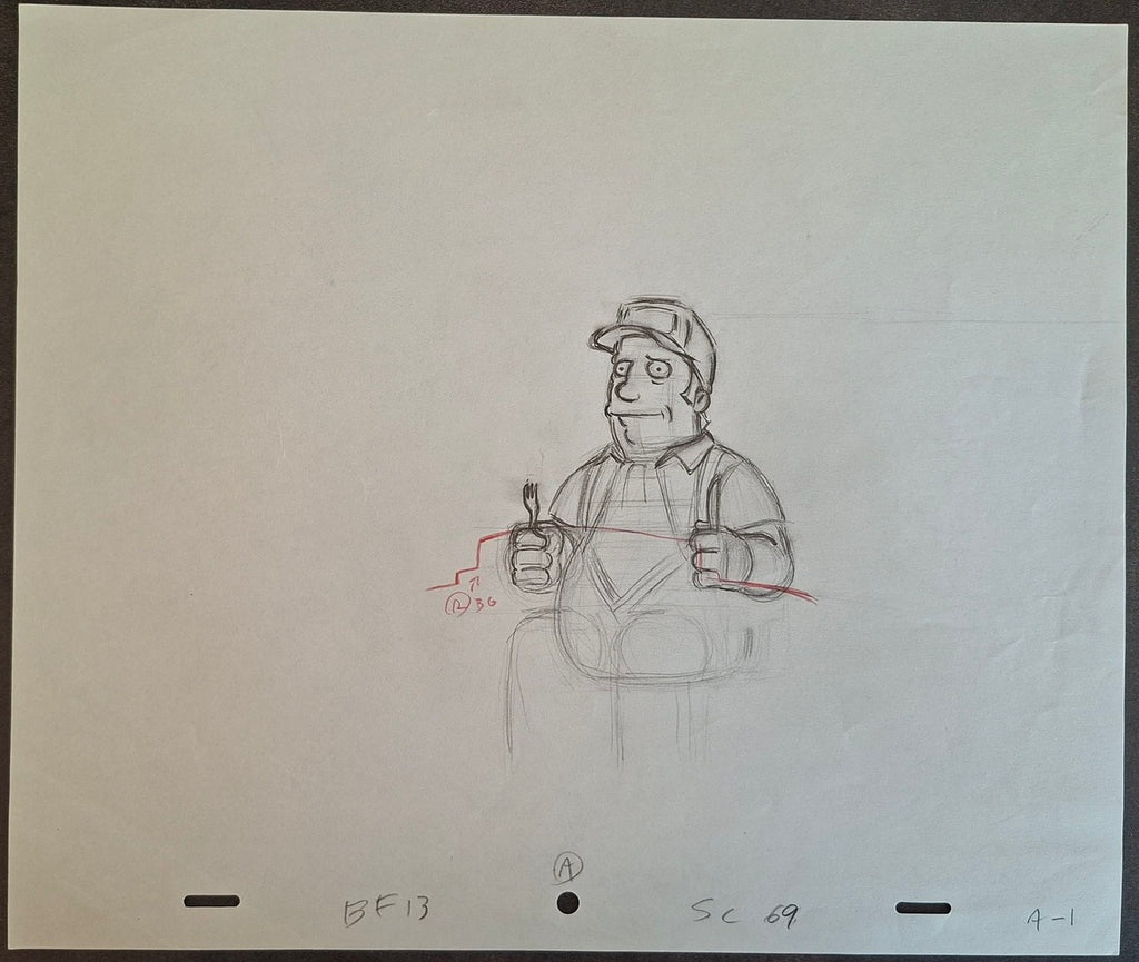 Personnages divers. Lot de 4 croquis originaux Les Simpson utilisés pour la production 37