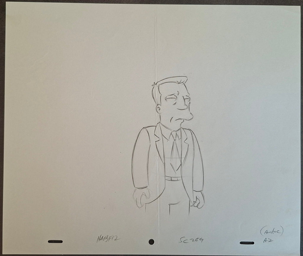 Personnages divers. Lot de 4 croquis originaux Les Simpson utilisés pour la production 37