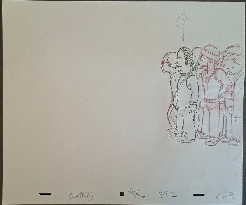 Personnages divers. Lot de 3 croquis originaux Les Simpson utilisés pour la production 36