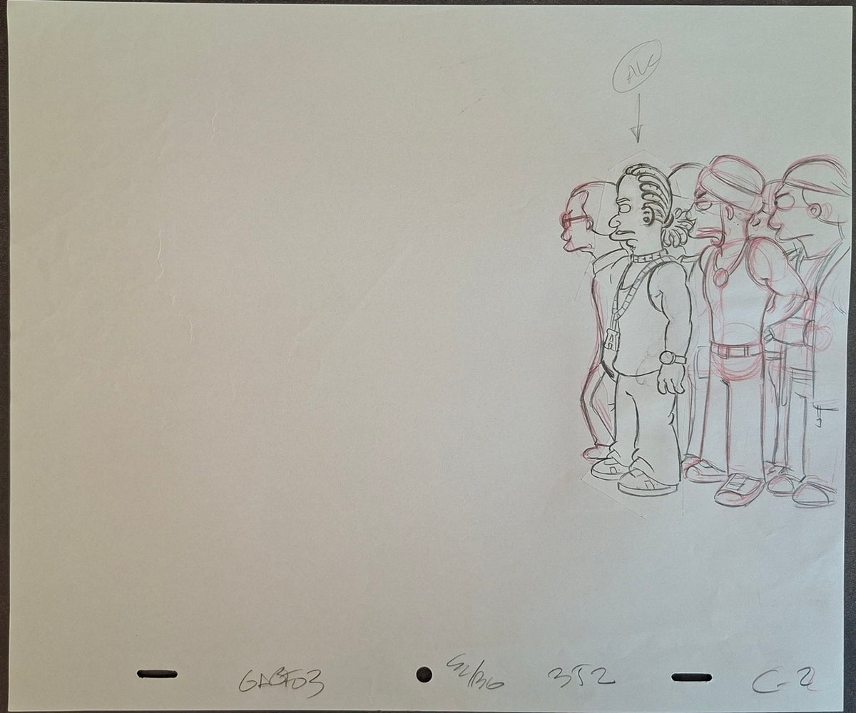 Personnages divers. Lot de 3 croquis originaux Les Simpson utilisés pour la production 36