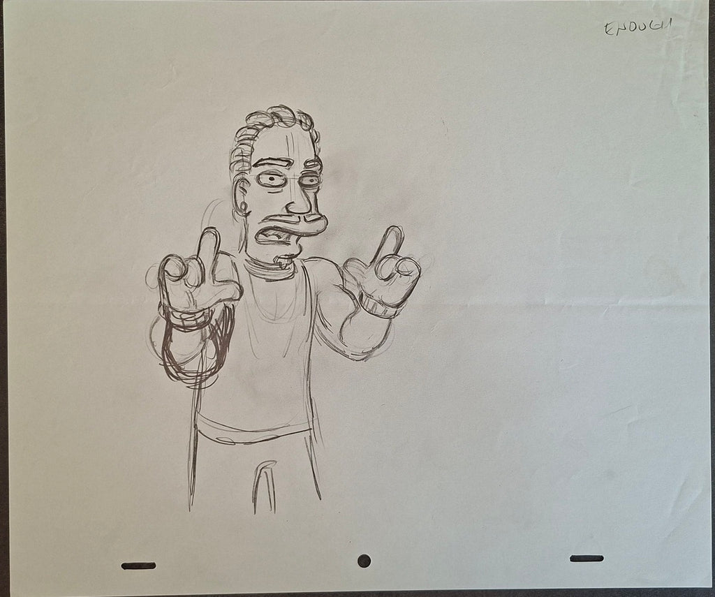Personnages divers. Lot de 3 croquis originaux Les Simpson utilisés pour la production 34