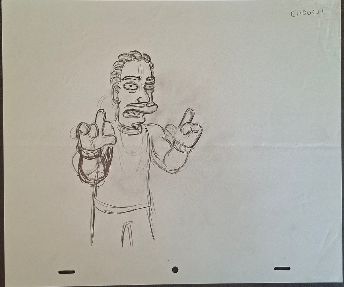 Personnages divers. Lot de 3 croquis originaux Les Simpson utilisés pour la production 34