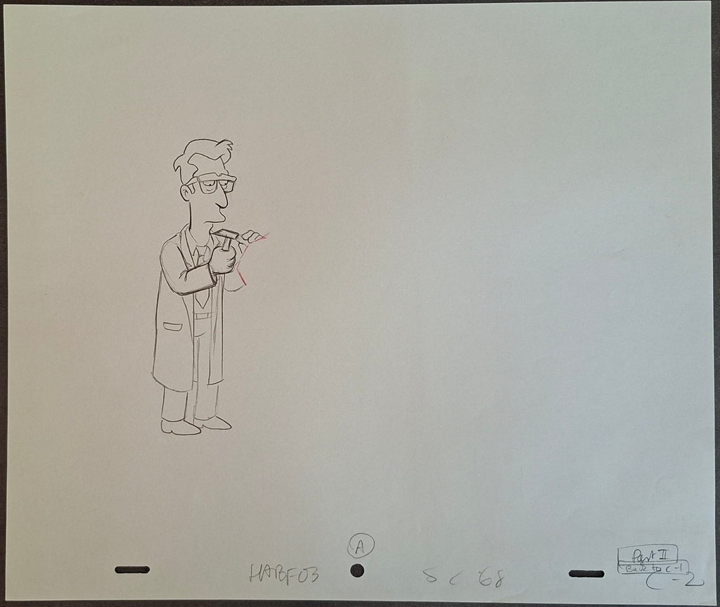 Personnages divers. Lot de 3 croquis originaux Les Simpson utilisés pour la production 34
