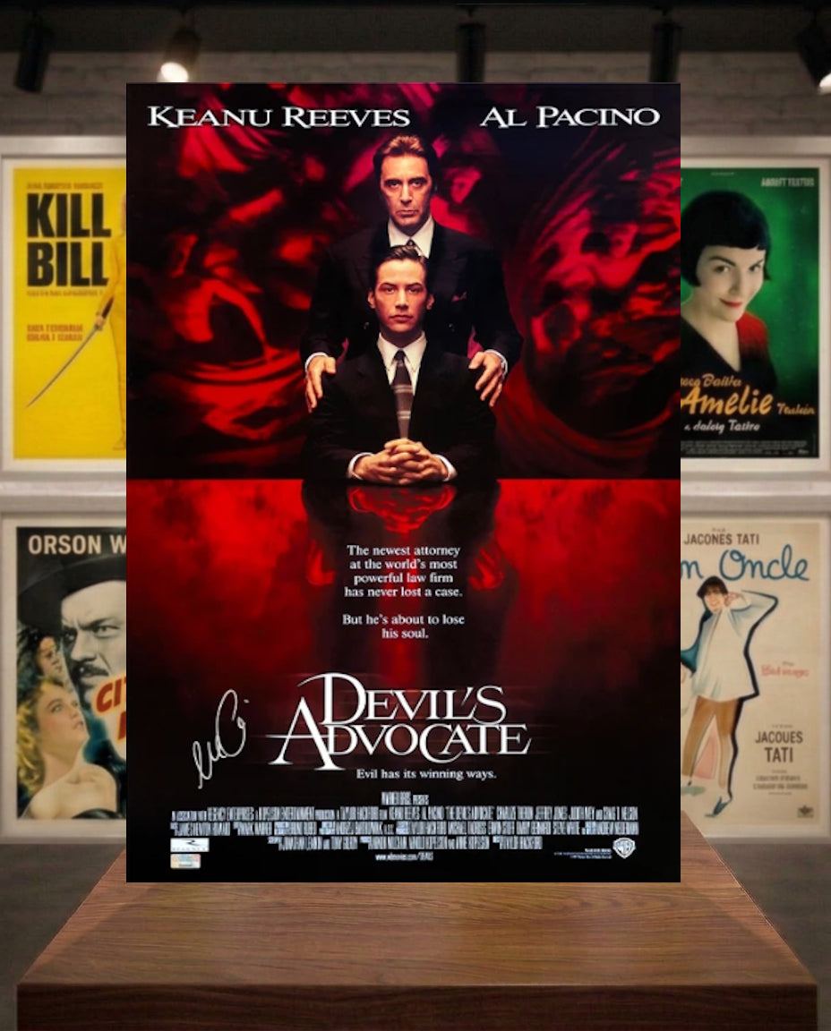 Autographe d'Al Pacino sur le poster de L'Associé du Diable. Keanu Reeves.