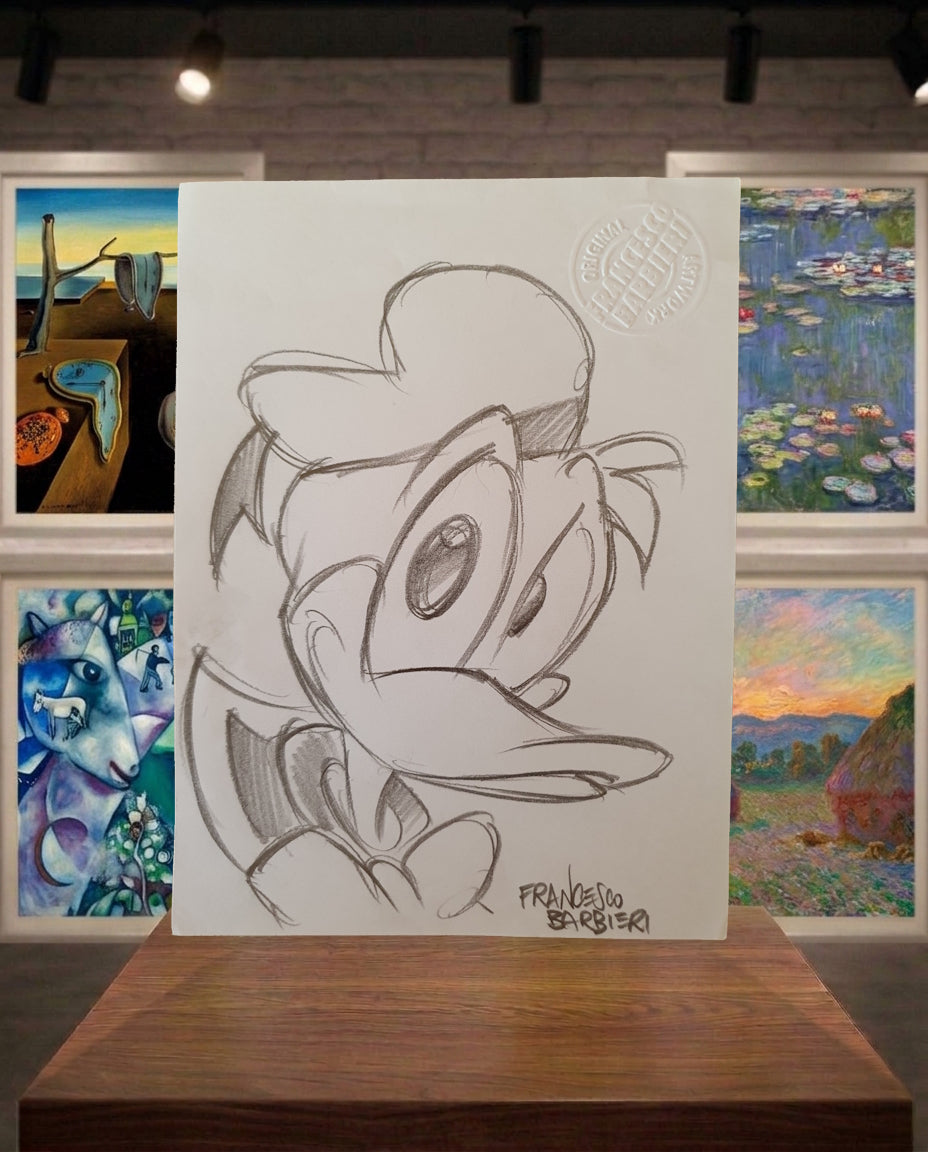 Donald Duck dessin original par l'artiste Francesco Barbieri