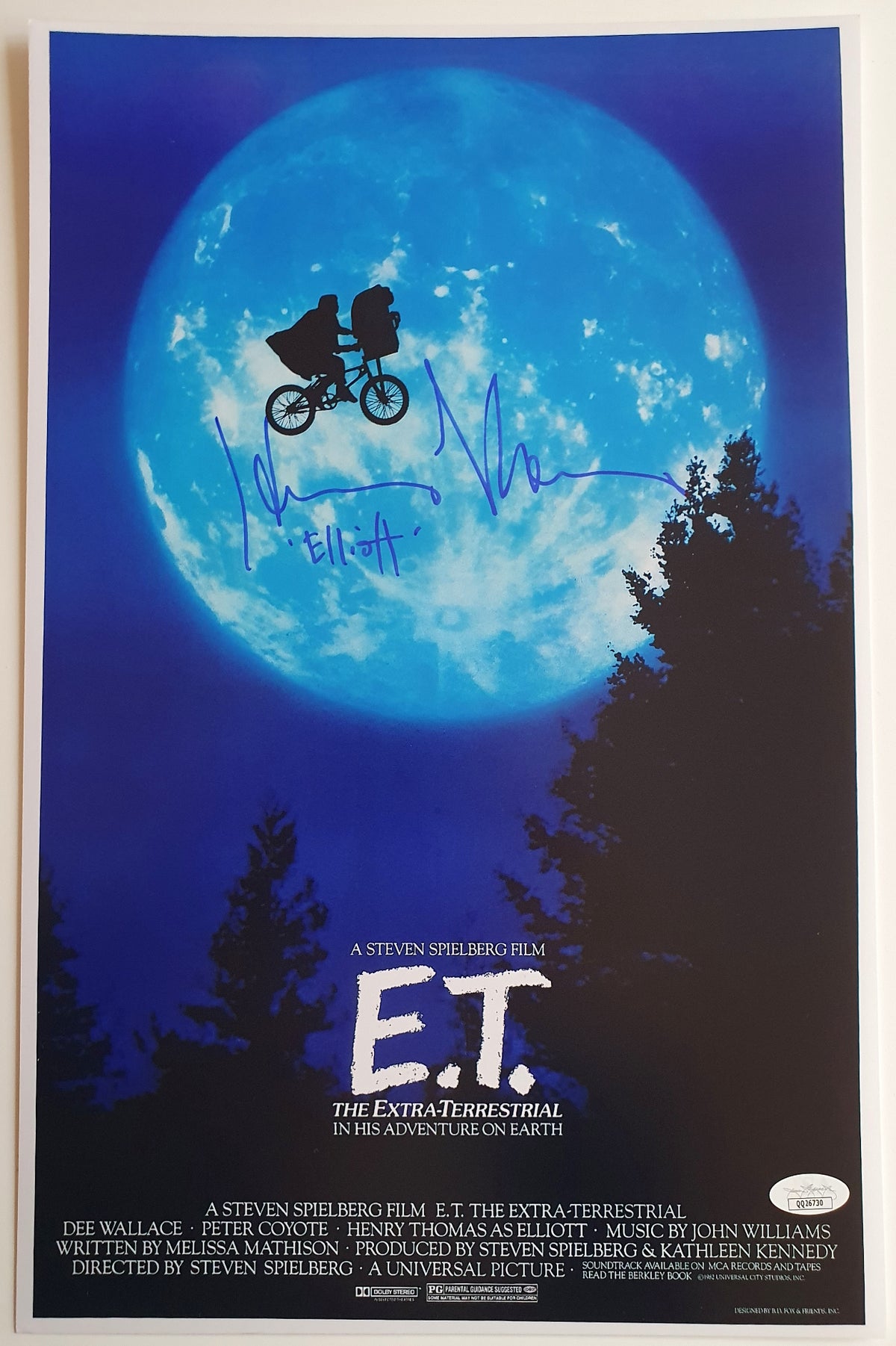 Poster E.T. l'extra-terrestre signé par Henry Thomas (Elliott)