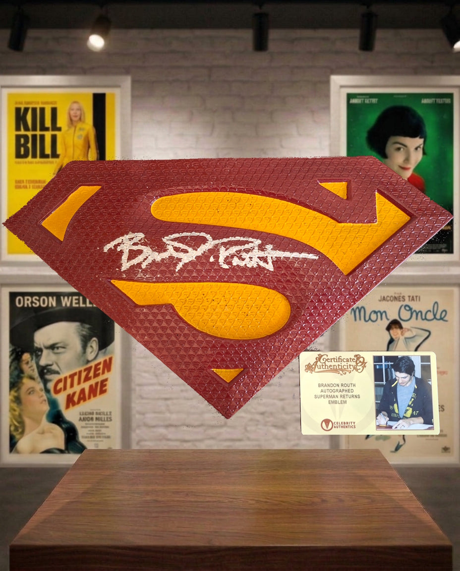 Emblème de Superman avec autographe de Brandon Routh - Celebrity Authentics