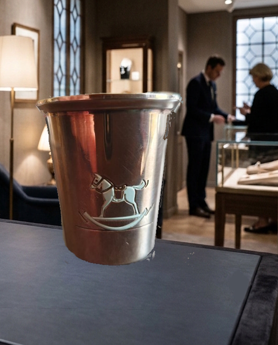 Gobelet Hermès Paris avec cheval laqué