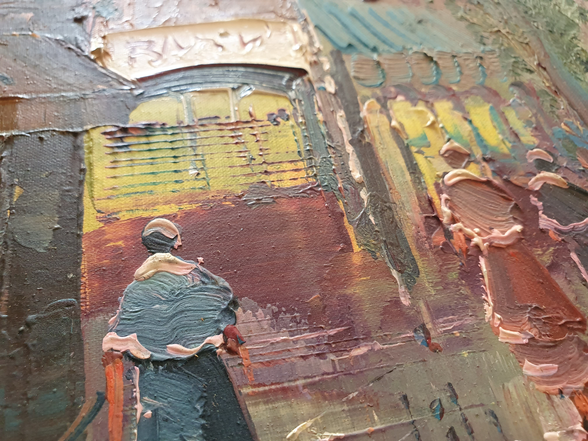 Femmes en ville, Gouache colorée - signée