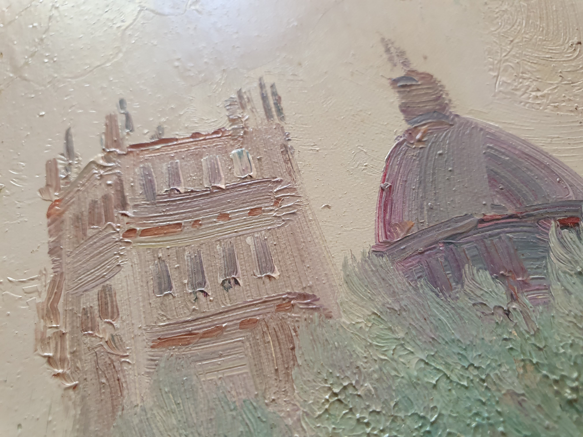 Femmes en ville, Gouache colorée - signée