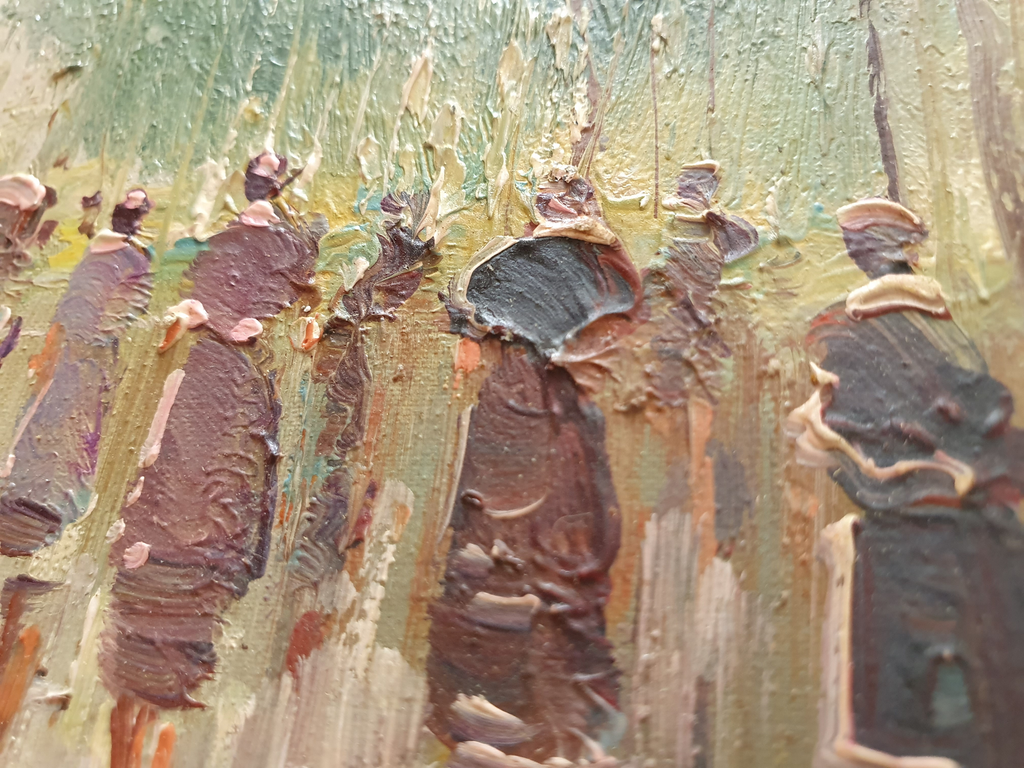 Femmes en ville, Gouache colorée - signée