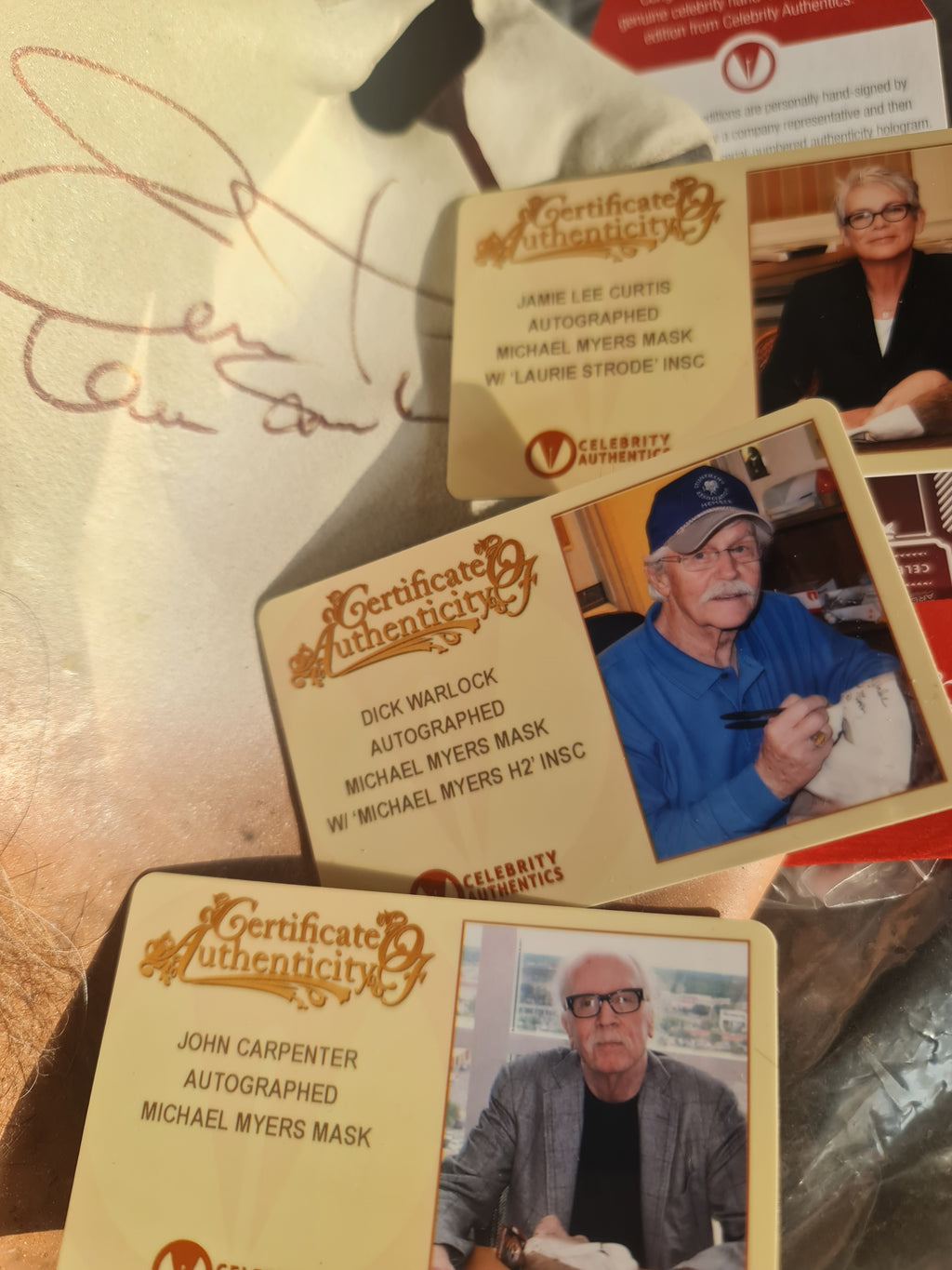 3 autographes sur le Masque de Michael Myers du film Halloween - Curtis Warlock Carpenter CA