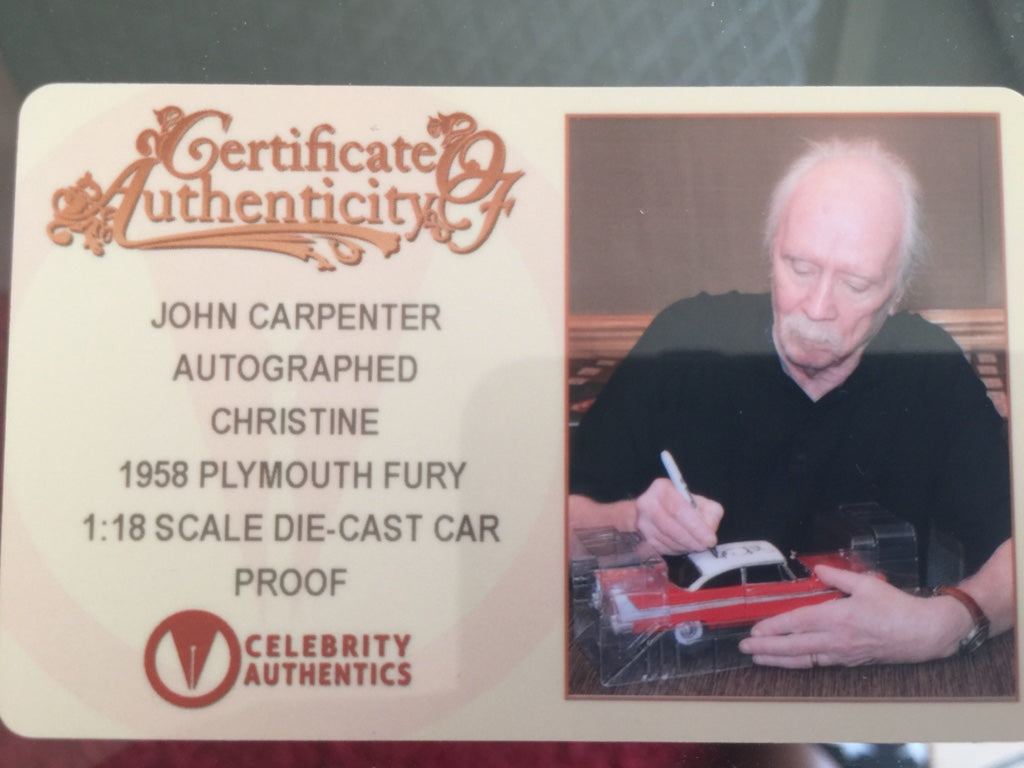 Voiture Christine signée par John Carpenter autographe