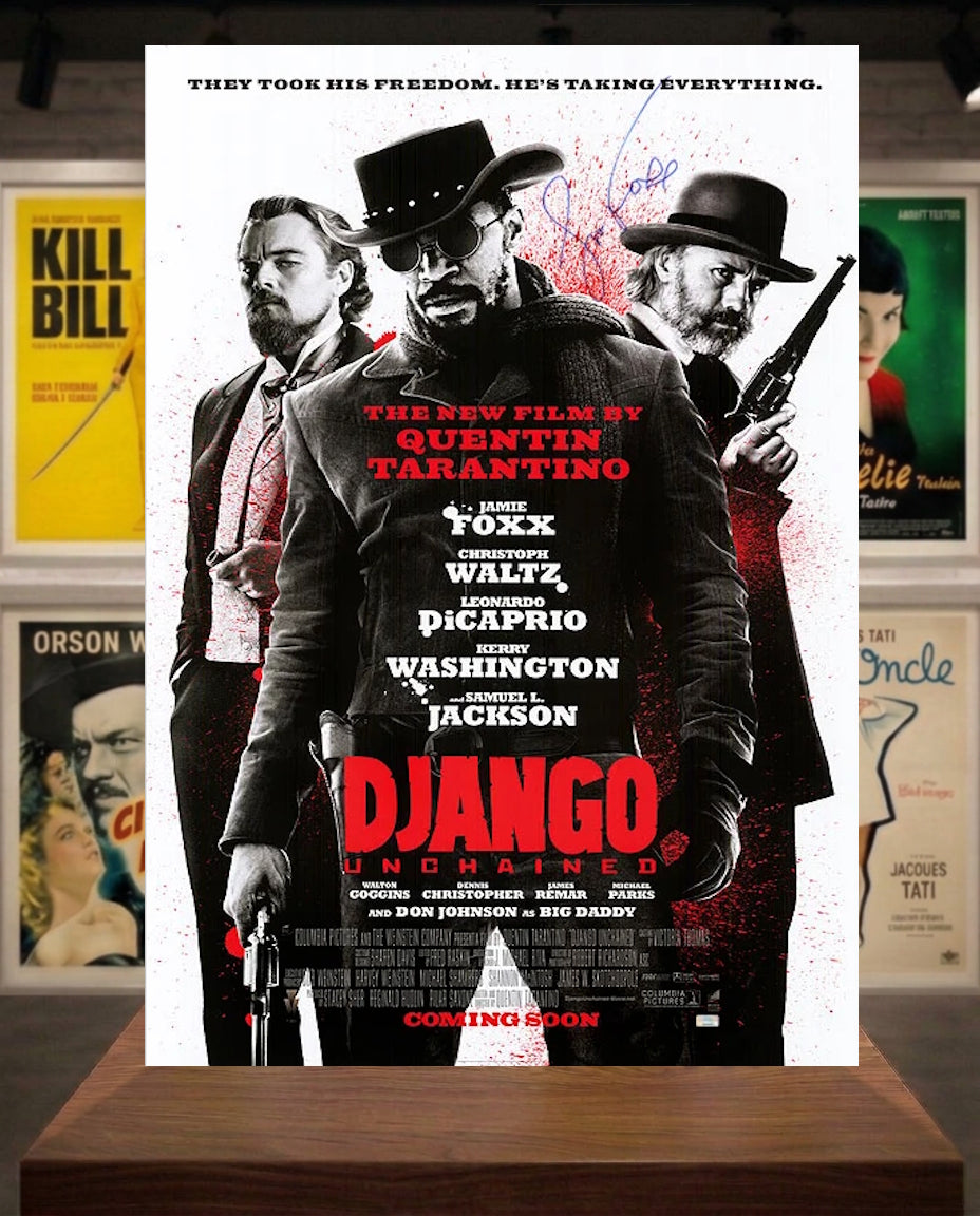 Affiche Django Unchained Tarantino signée par Jamie Foxx. Certificat authenticité