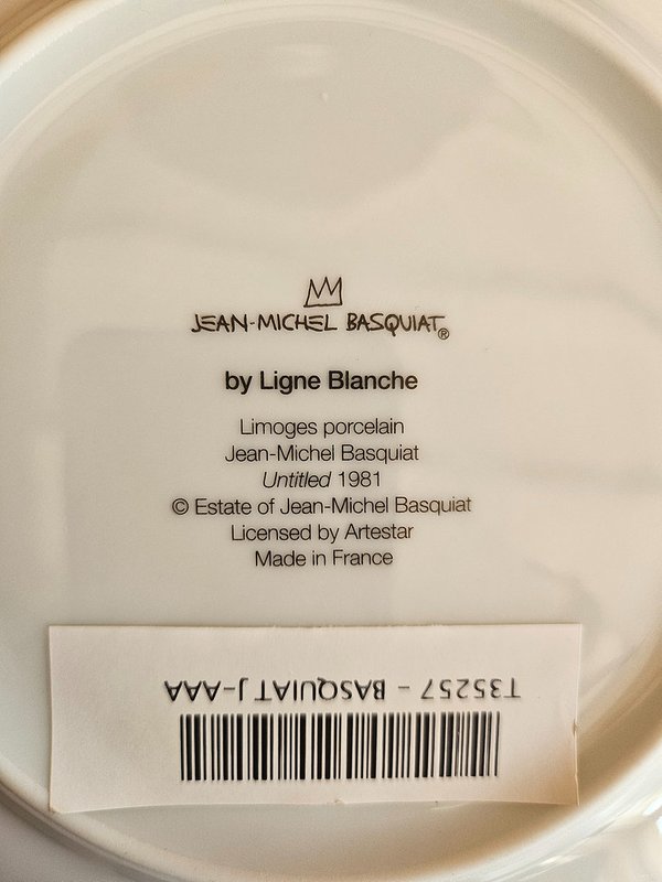 Jean-Michel Basquiat. Assiette porcelaine de Limoges