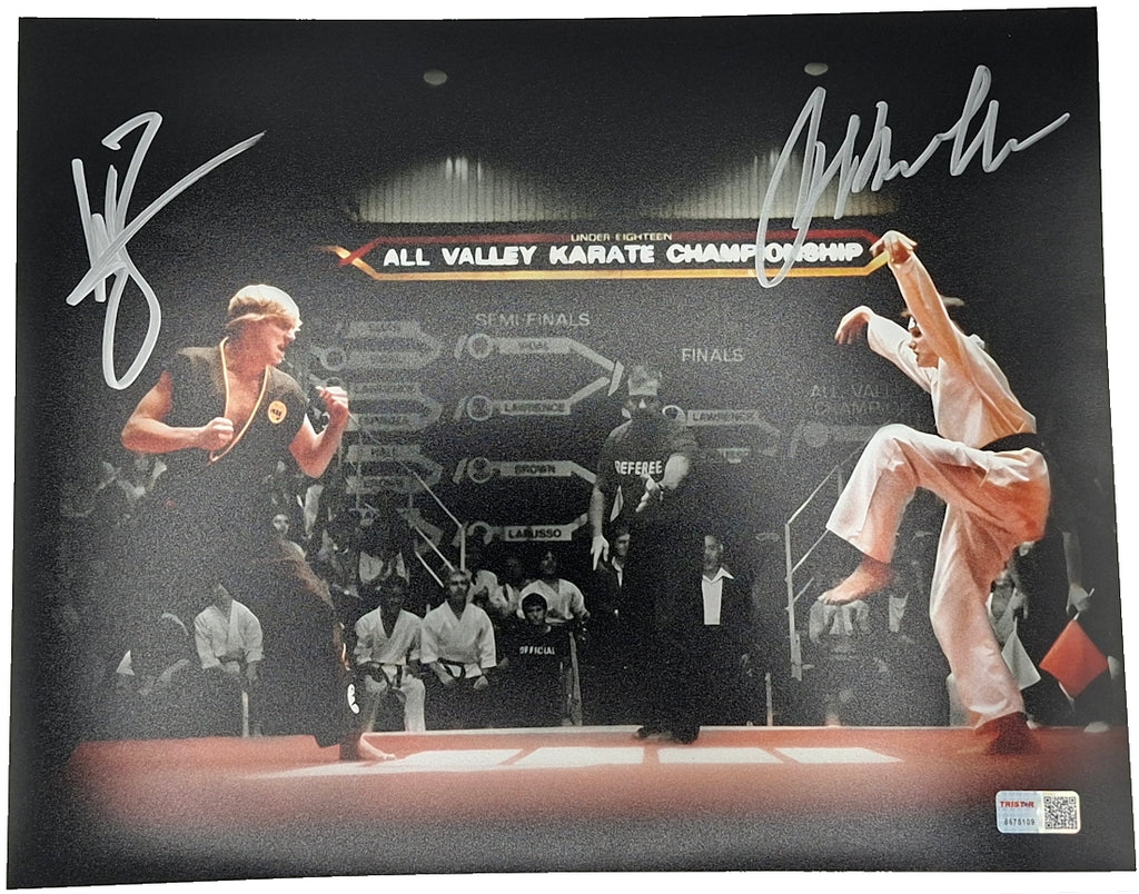 Karate Kid deux autographes sur grande photo. Ralph Macchio et William Zabka. Tristar COA