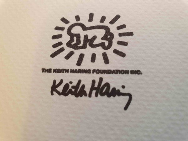 Keith Haring lithographie numérotée. 6 orange guys
