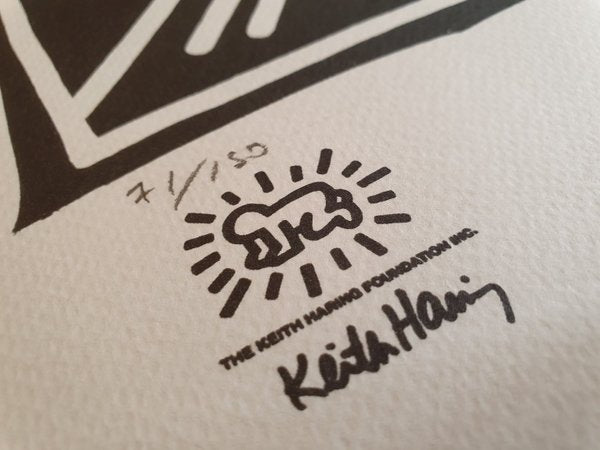 Keith Haring lithographie numérotée. Homme tiraillé