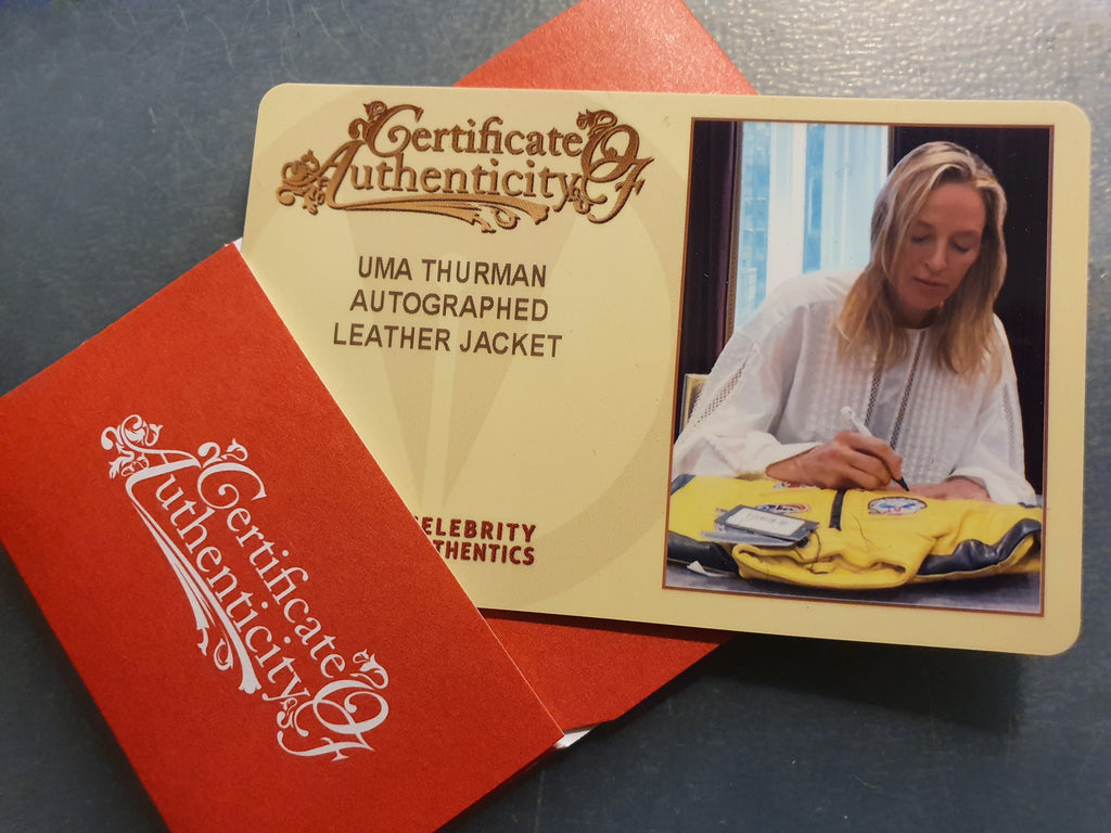 Blouson KILL BILL signé par Uma Thurman - Celebrity Authentics