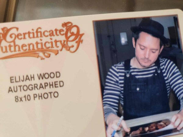 Elijah Wood signe une photo du film Le seigneur des anneaux + cadre .