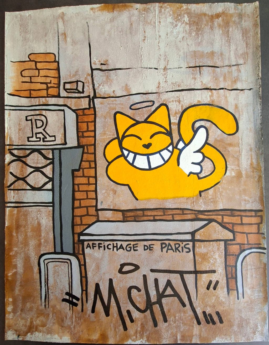 Affichage de Paris M CHAT Acrylique et sable oeuvre originale de Thoma Vuille