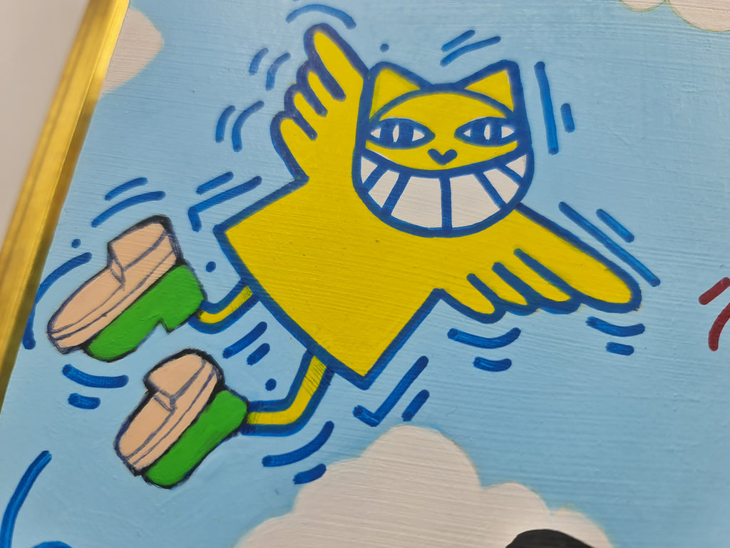 M CHAT Le Saint Instinct acrylique et feuille d'or sur panneau. Vuille
