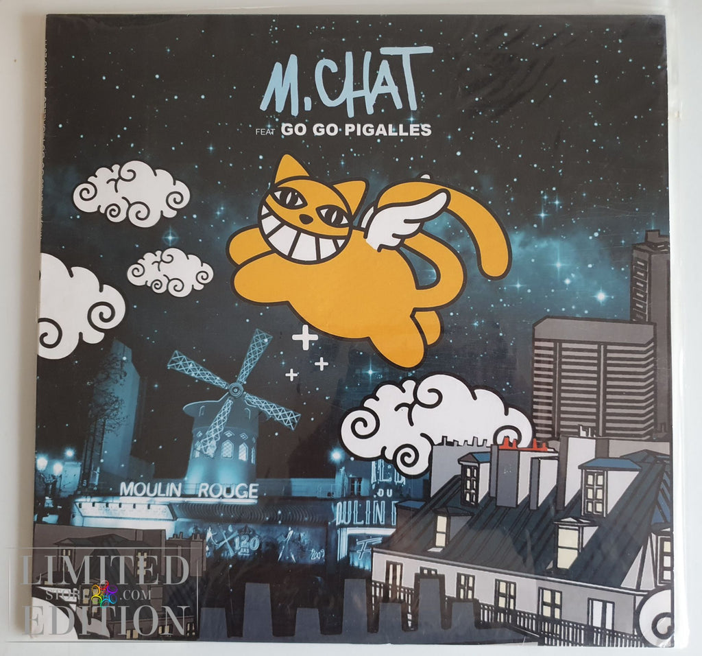 Dessin du street-artist Thoma Vuille sur pochette disque vinyl de M CHAT