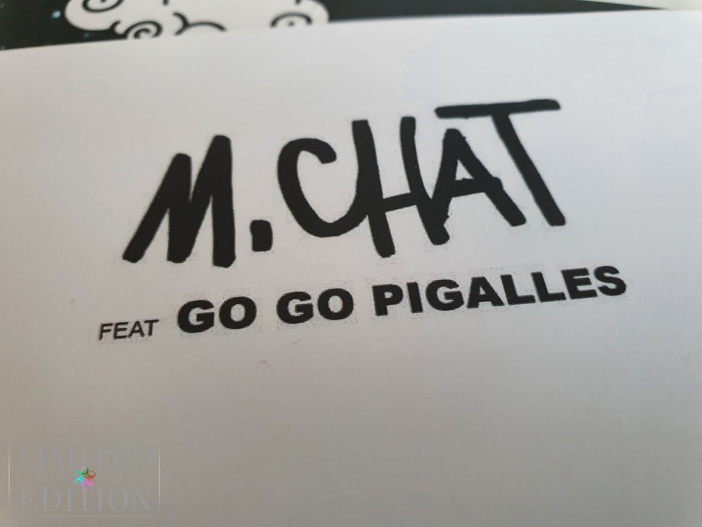 Dessin du street-artist Thoma Vuille sur pochette disque vinyl de M CHAT