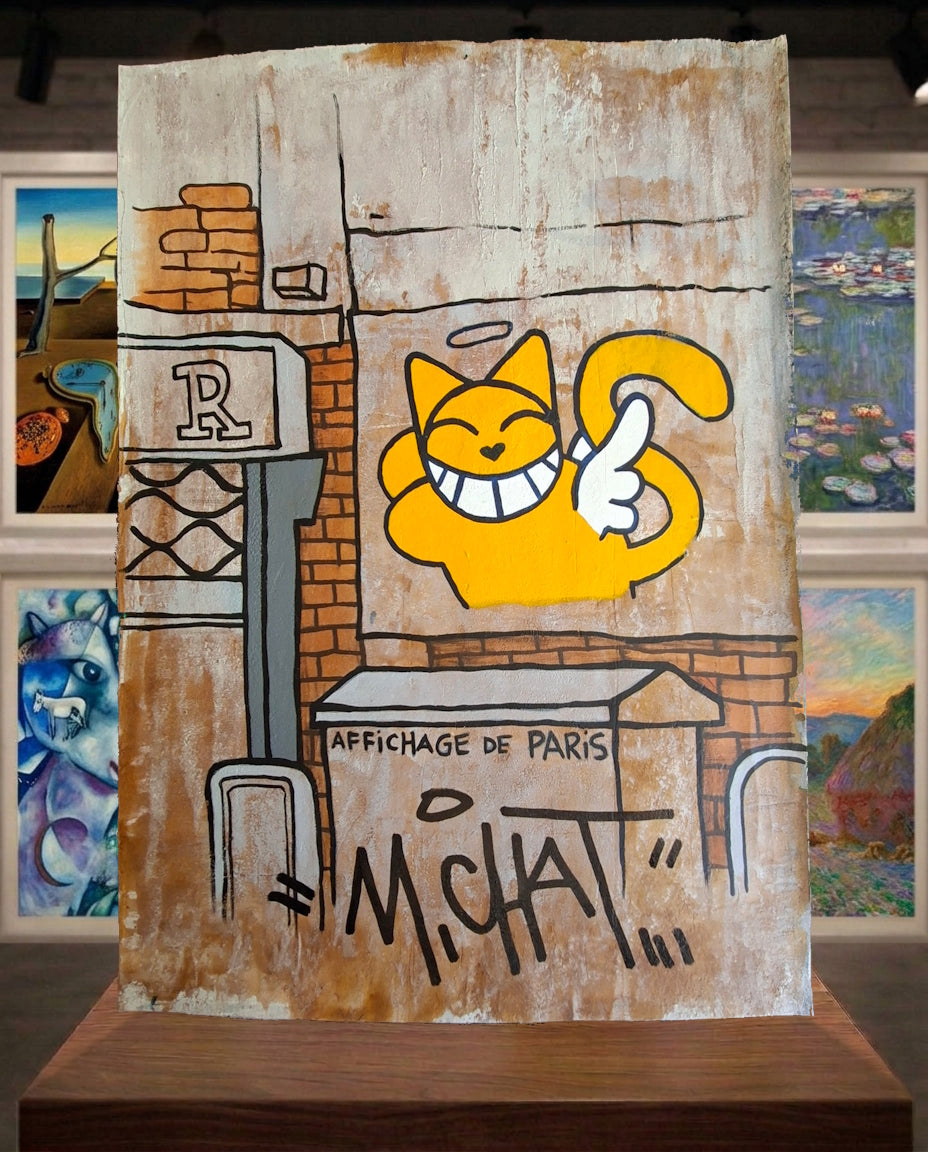 Affichage de Paris M CHAT Acrylique et sable oeuvre originale de Thoma Vuille
