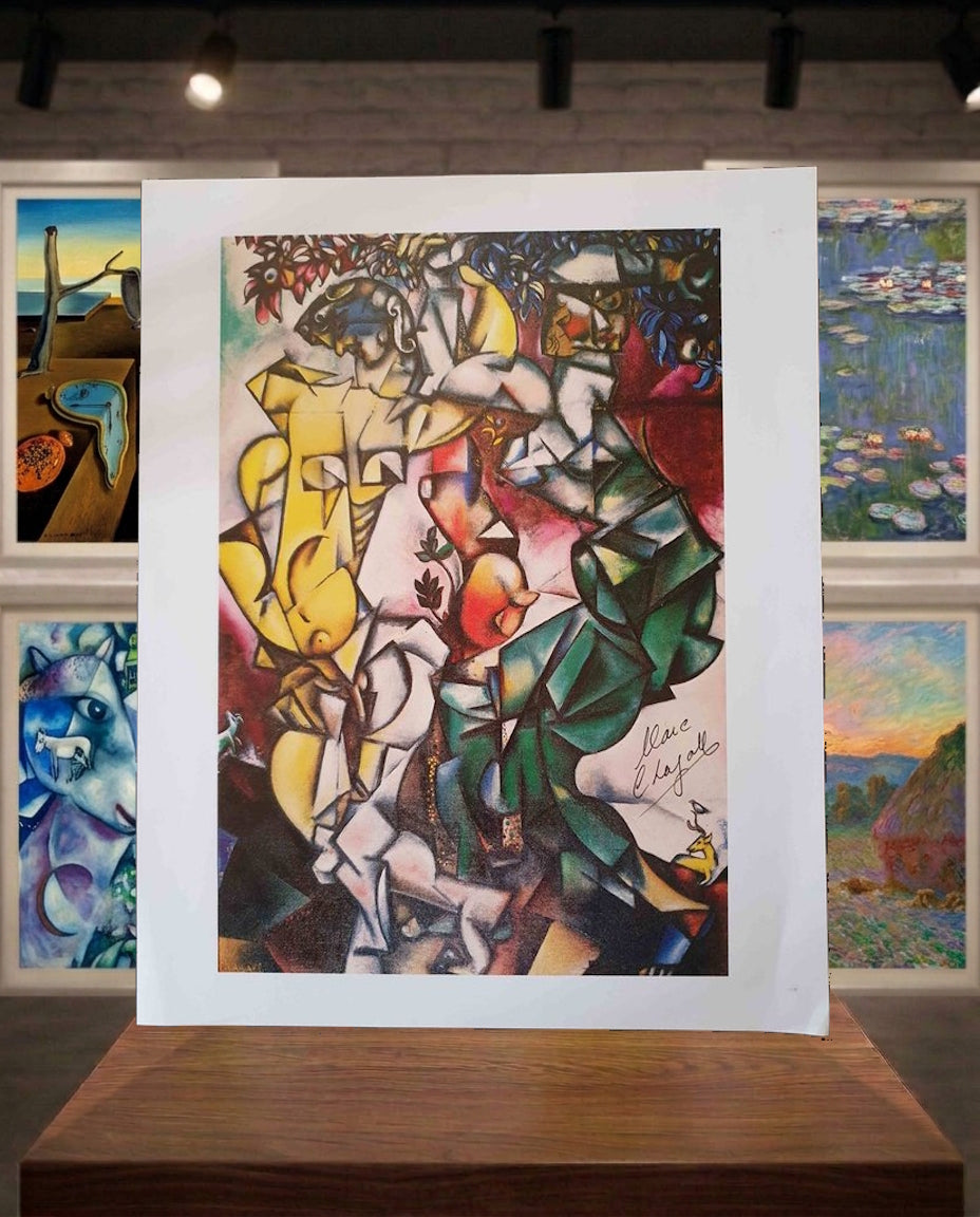 Lithographie signée de Marc Chagall Adam et Eve