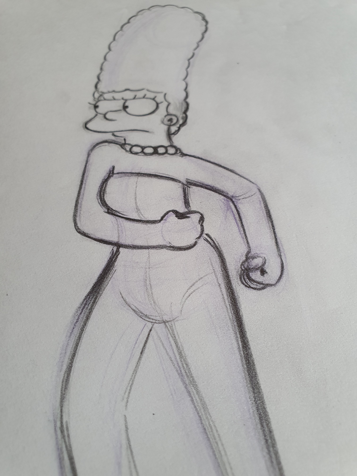 Marge Simpson est en colère. Storyboard sketch