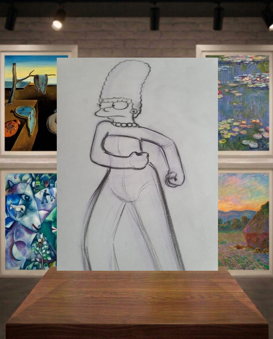 Marge Simpson est en colère. Storyboard sketch